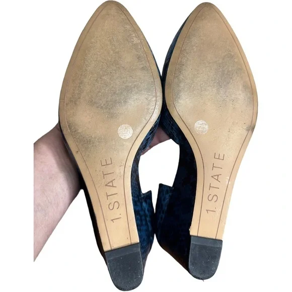 1. State Leather Snake Embossed d’Orsay Wedge Melman Pumps 8 1/2 - Picture 7 of 10